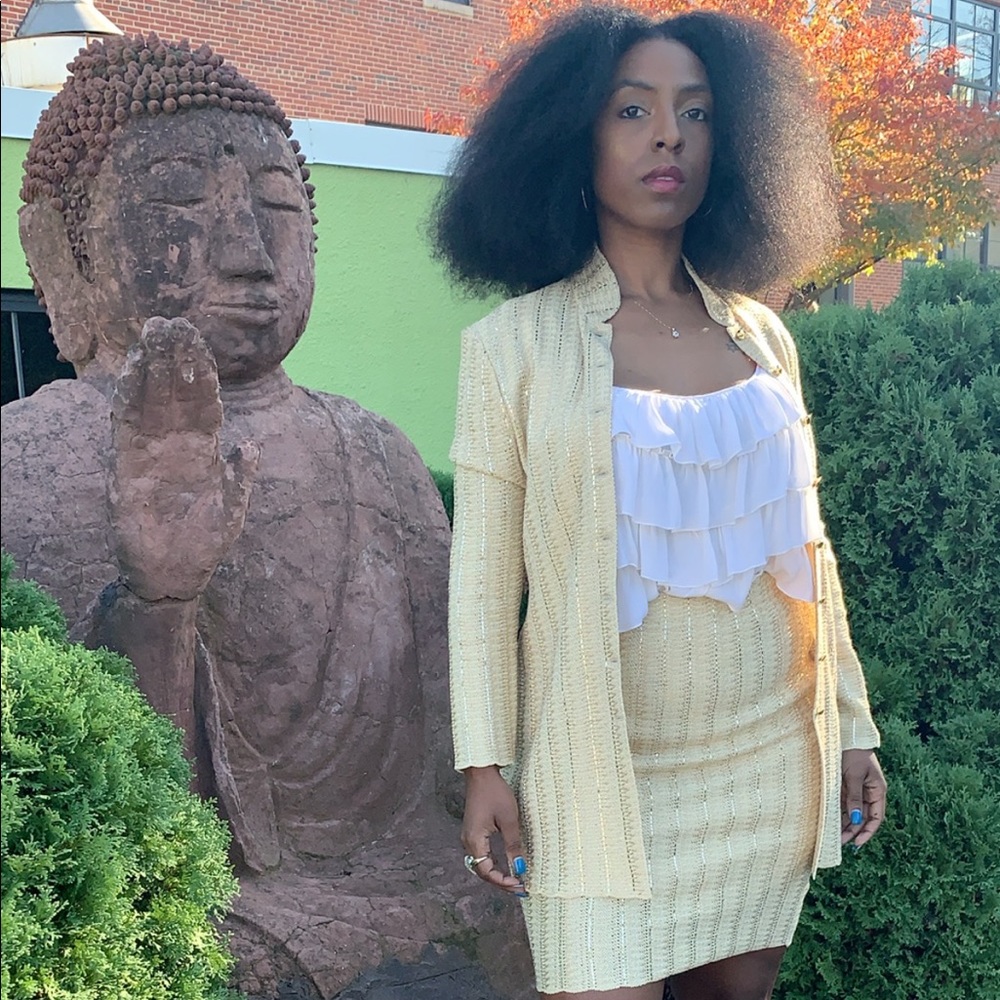 White 100% silk ruffle dress - Picture 2 of 8